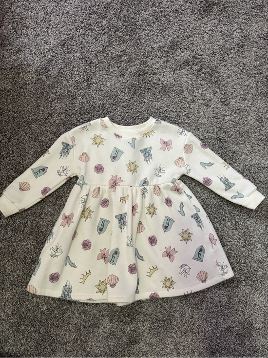 Disney Other - Disney Princess Cream Knit Dress with Pink, Blue & Yellow Motifs